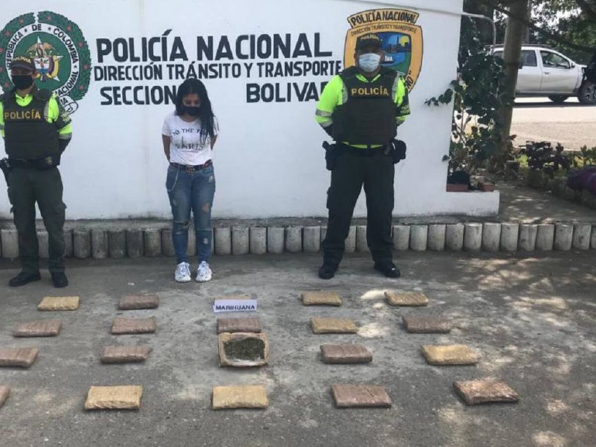 Capturan a mujer que viajaba con paquetes de marihuana en Bolívar