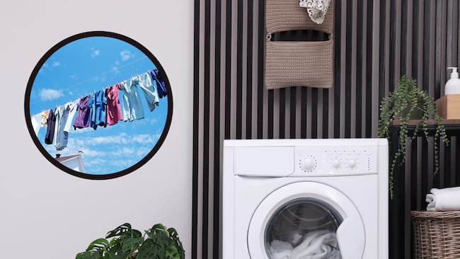 Secadora y ropa secándose al aire libre (Foto vía Getty Images)