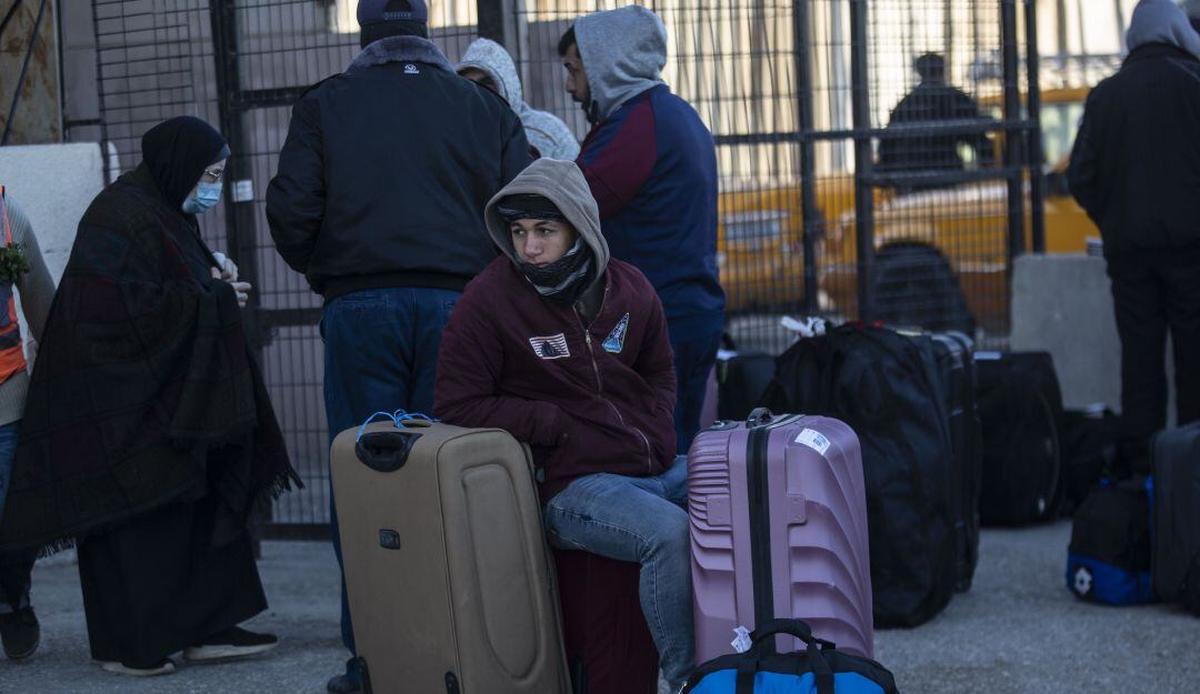 Palestinos en la frontera sur de la Franja de Gaza. 