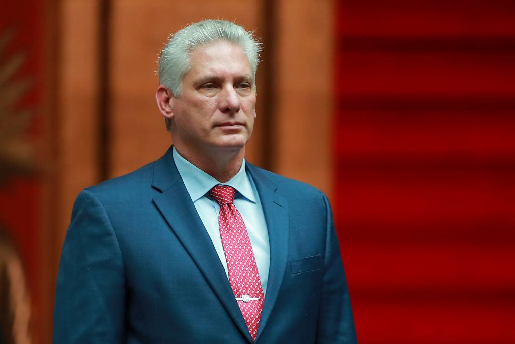 Miguel Diaz Canel, President of Cuba poses during a state visit to Mexico at Palacio Nacional on October 17, 2019 in Mexico City, Mexico. (Photo by Hector Vivas/Getty Images)