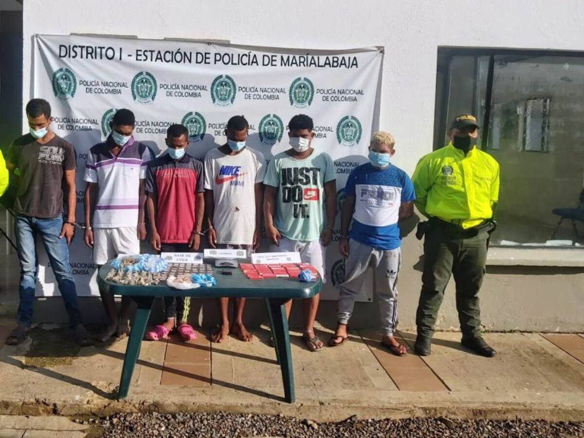 Seis personas capturadas por microtráfico en Mahates, Bolívar