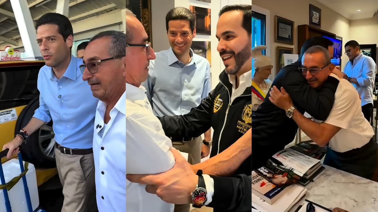 l vendedor de panela Luis Felipe Yagüe junto con el ministro de Comercio Mauricio Gómez y el presidente electo Abelardo de la Espriella. Fotos @don_luisfelipe