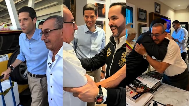l vendedor de panela Luis Felipe Yagüe junto con el ministro de Comercio Mauricio Gómez y el presidente electo Abelardo de la Espriella. Fotos @don_luisfelipe