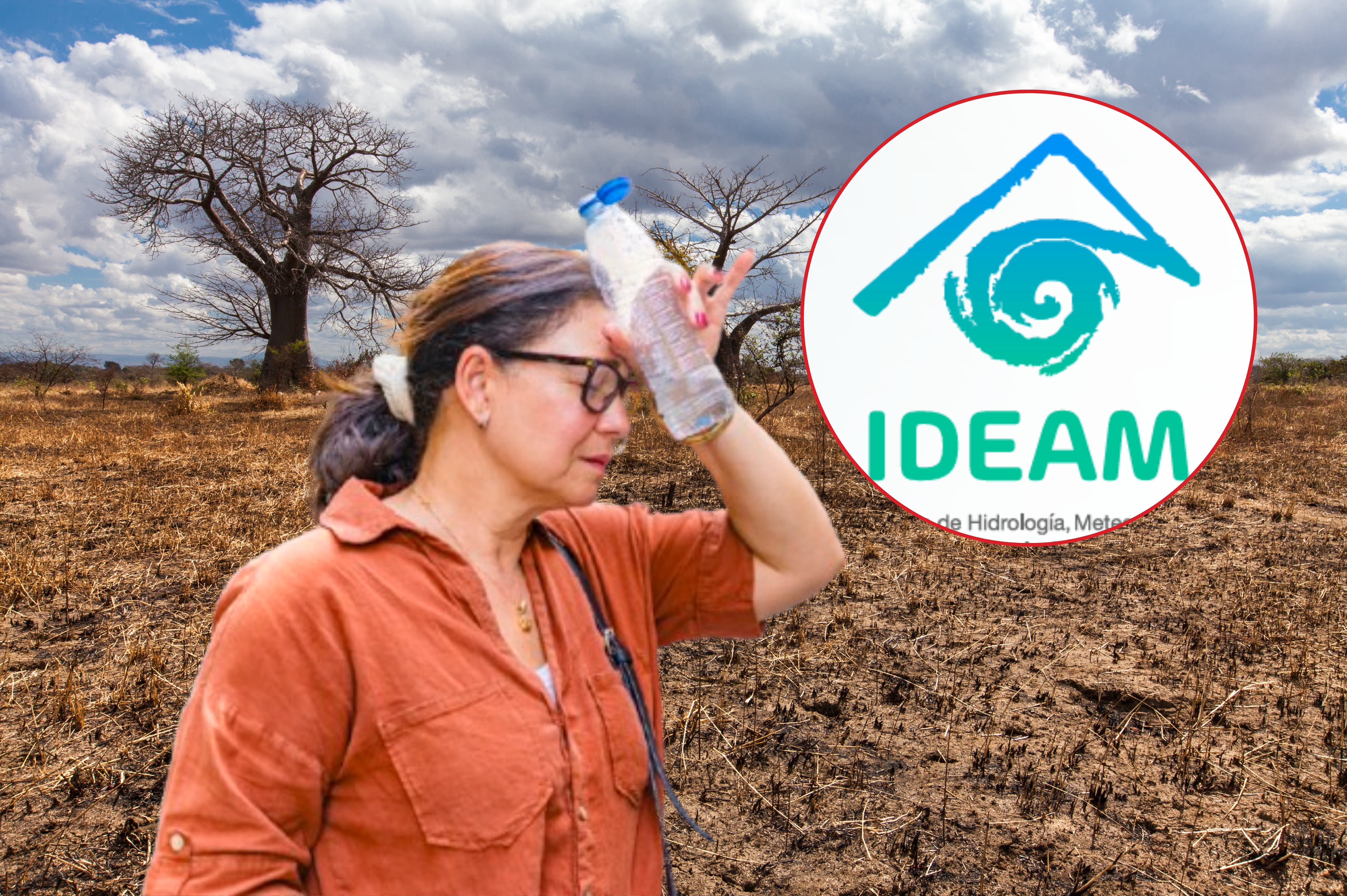 Imagen de referencia. Persona con calor - Desierto: Getty Images / Logo Ideam: Pagina web