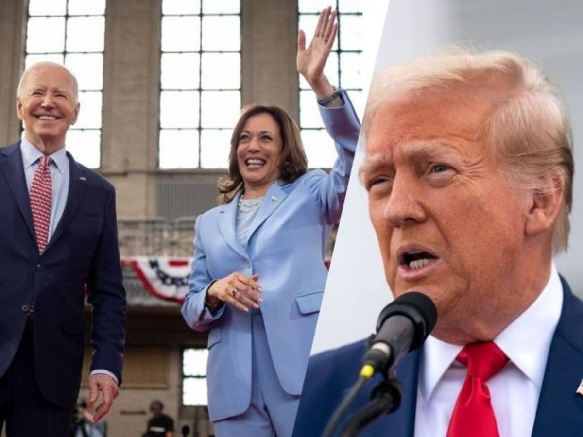 Biden y Harris aparecen juntos en mitin mientras Trump ofrece rueda de prensa