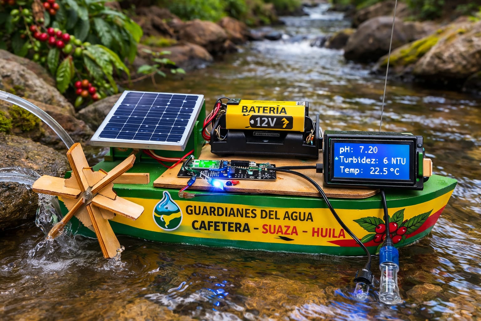 Prototipo tecnológico para monitorear la calidad del agua en quebradas. Foto Relacionada
