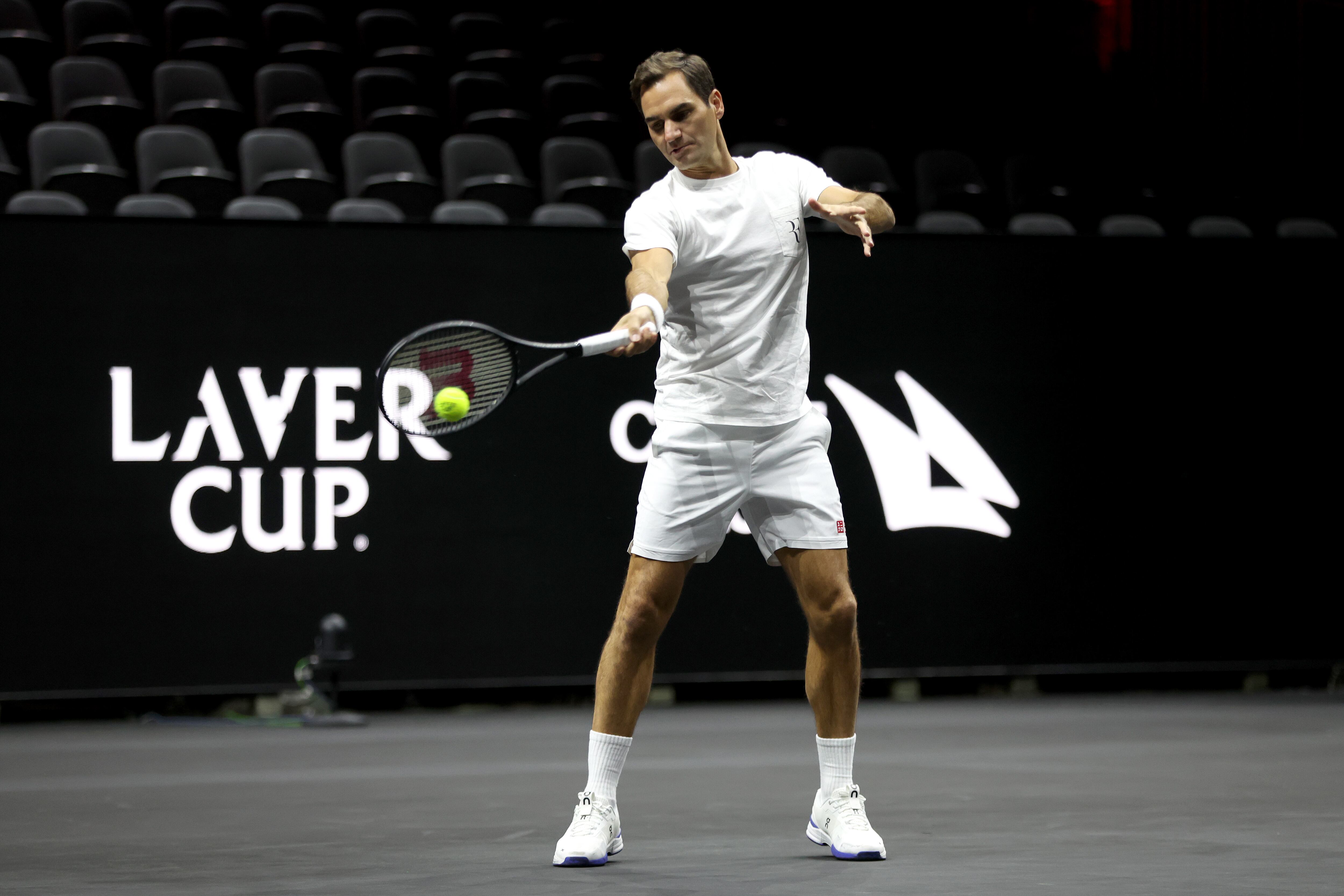 Roger Federer entrenando para la Laver Cup / Getty Images