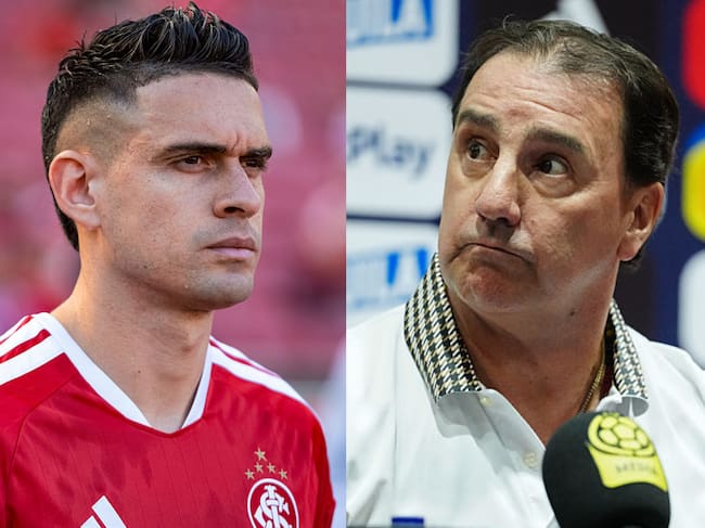 Rafael Santos Borré y Néstor Lorenzo. Foto: (Photo by Max Peixoto/Eurasia Sport Images/Getty Images) / (Photo by Andres Rot/Getty Images)