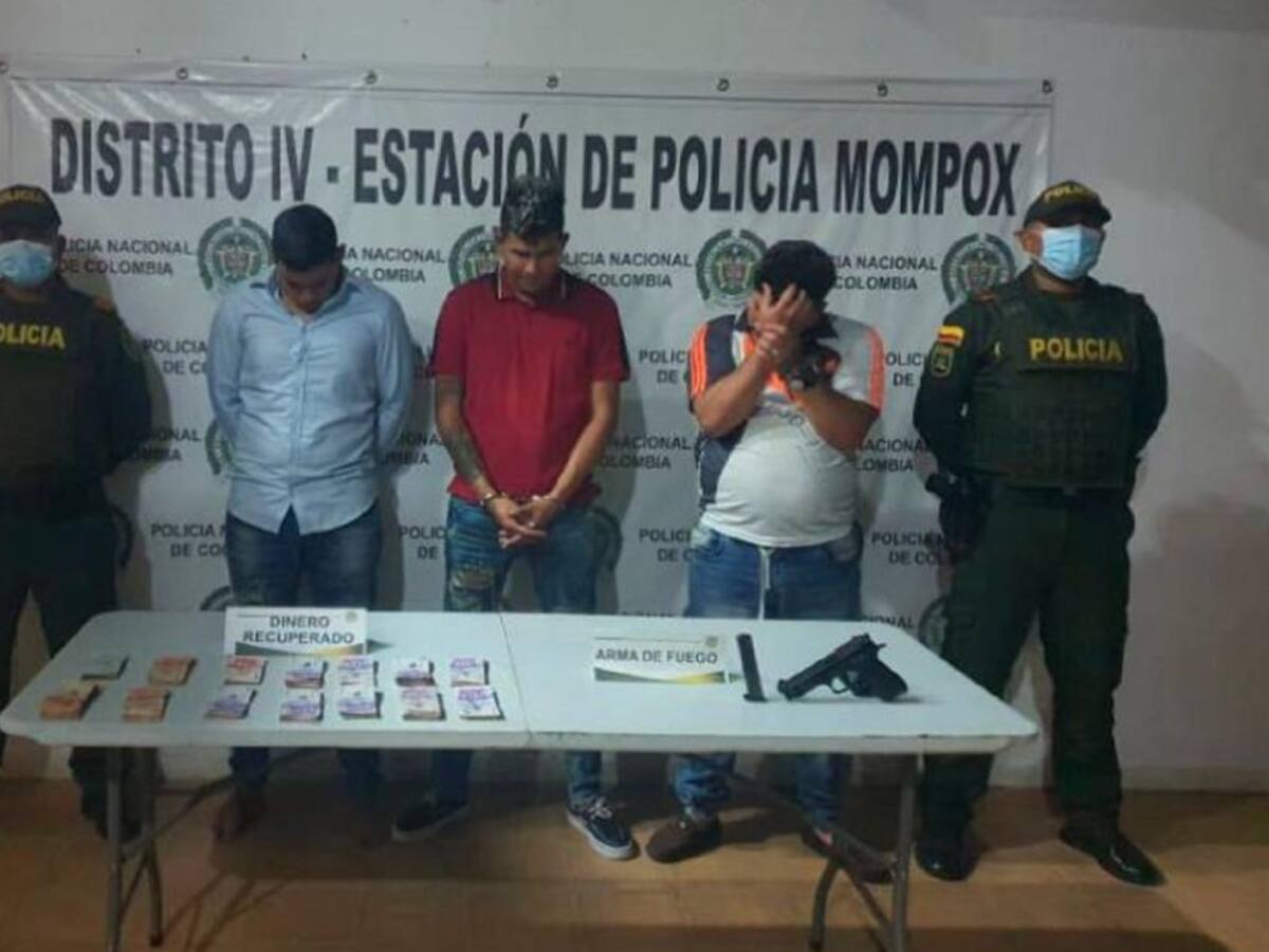 A la cárcel tres presuntos asaltantes de un banco en Mompox