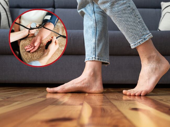 Imagen de referencia: pies de una persona // persona midiendo la presión // Getty Images