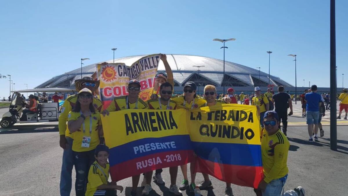 Nuevamente los nombres de los municipios del Quindío en la banderas de los hinchas en Rusia