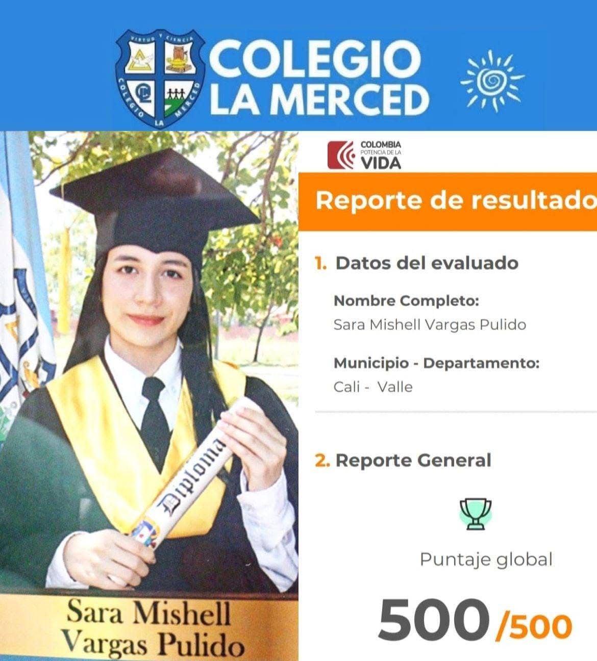 Sara Mishel Vargas logró puntaje perfecto en el Icfes