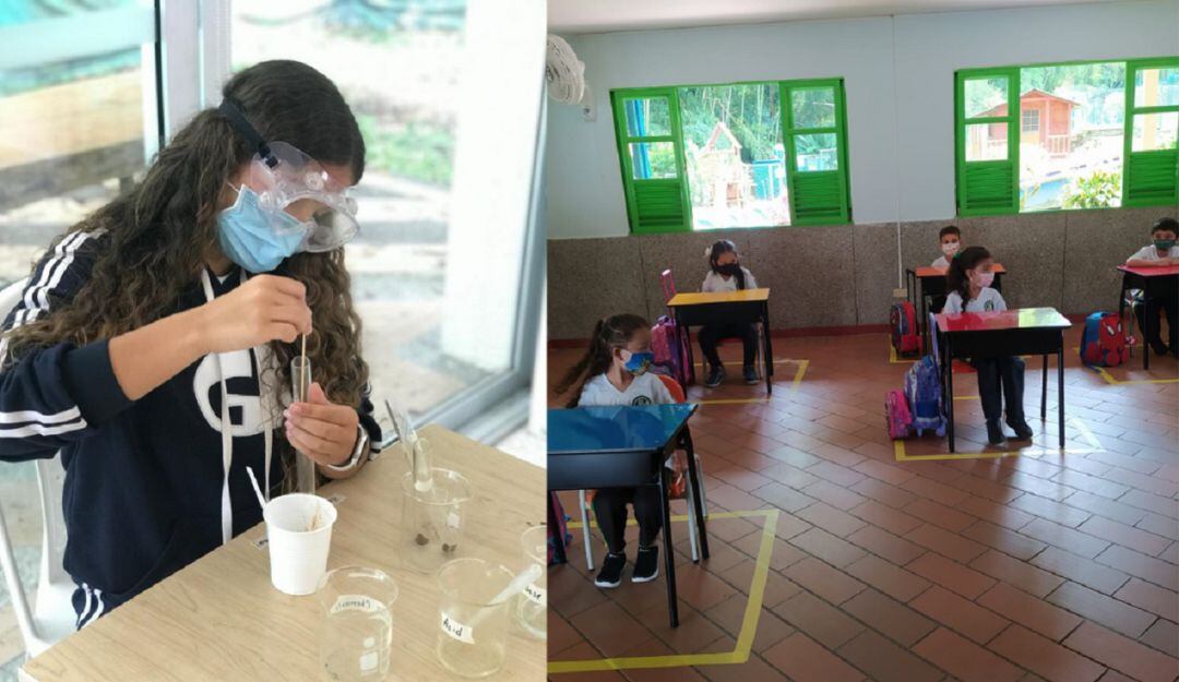 Estudiantes de colegios privados en la alternancia educativa