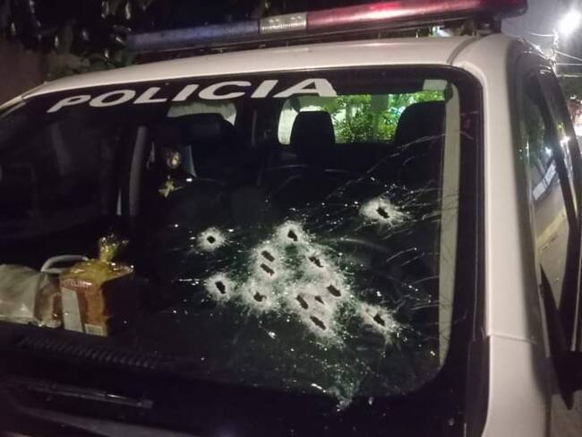 Hostigamiento contra patrulla de policía de Tesalia. Foto Cortesía.