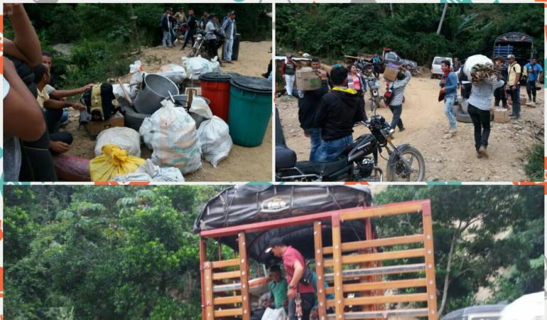 Campesinos desplazándose a zonas de protesta.