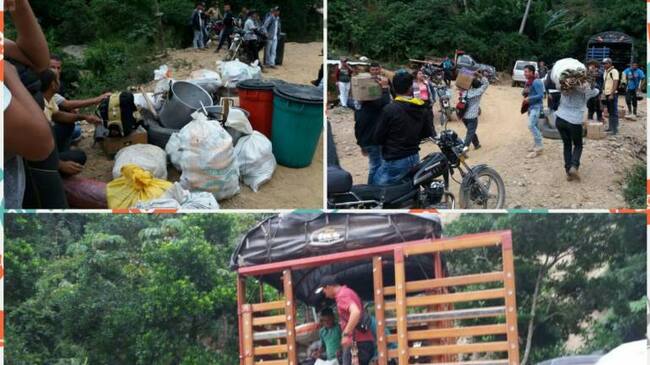 Campesinos desplazándose a zonas de protesta.