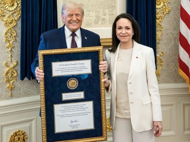Durante su balance de su primer año de gobierno, Donald Trump aseguró que sí podrían incluir a la líder opositora en los planes para el futuro de Venezuela.
(Foto: Cortesía )