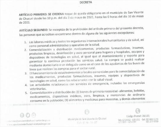 Municipio de Santander entró en confinamiento total por 7 días