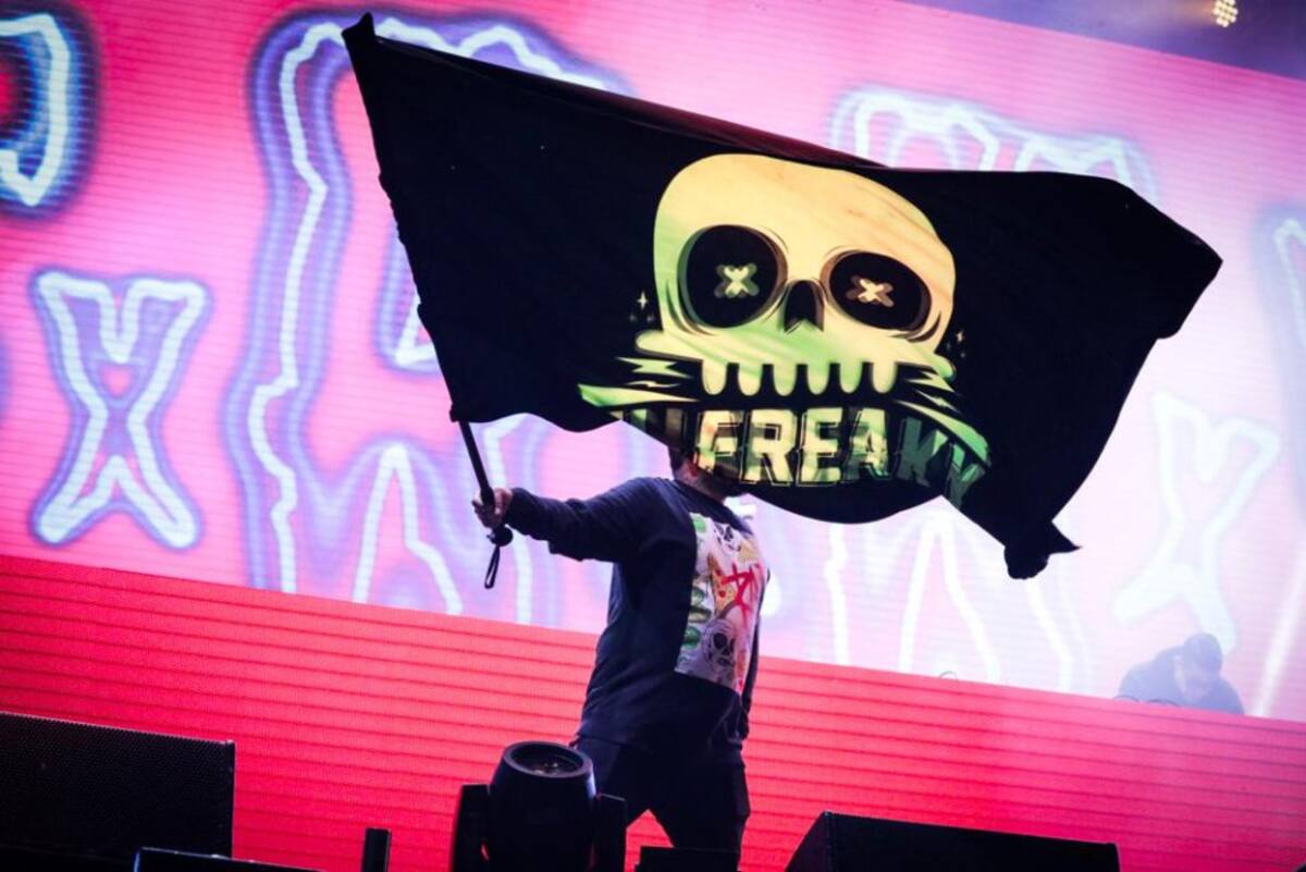 El Freaky Colectivo levanto una bandera con su tradicional logo.