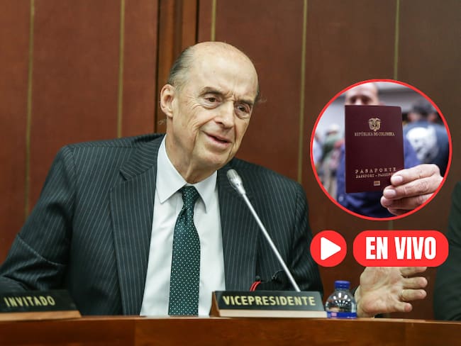 Ministro de relaciones exteriores, Álvaro Leyva, en debate de control político en la Comisión segunda del senado, debido al tema de la licitación presentado por los pasaportes. (Colprensa)
