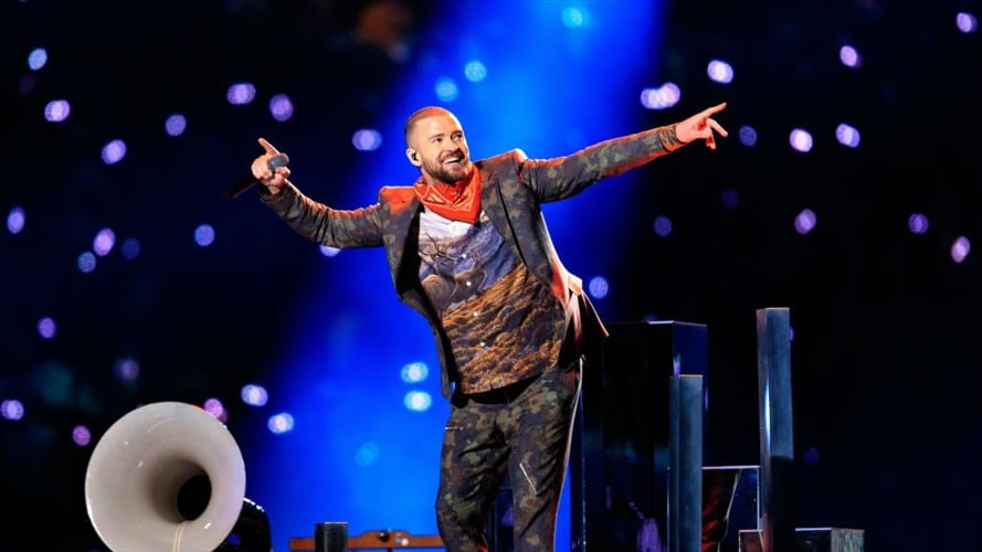 Justin Timberlake homenajea a Prince en el show del Super Bowl. Foto: Getty Images