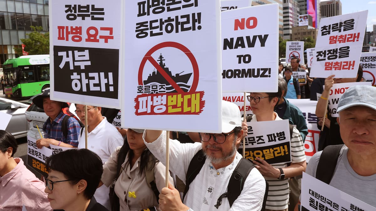 Protestas en Corea del Sur ante posible despliegue de sus tropas en el Estrecho de Ormuz