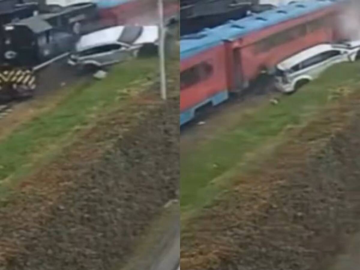 Camioneta fue arrollada por el Tren de la Sabana en Chía: el conductor resultó lesionado