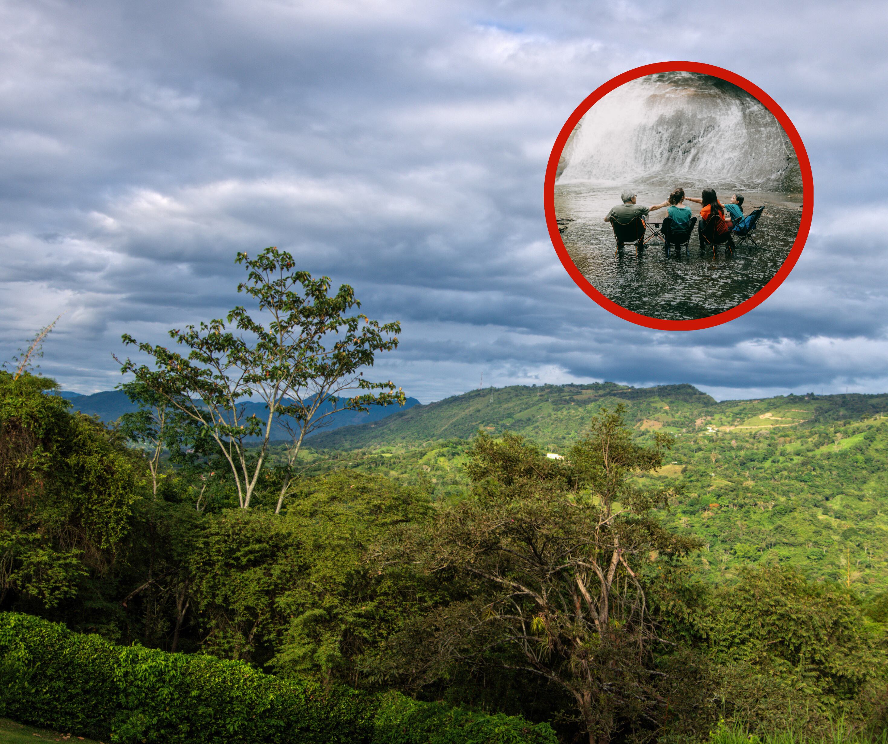 Vista panorámica de un sector rural de Villeta junto a una familia en el río (Fotos vía Getty Images)