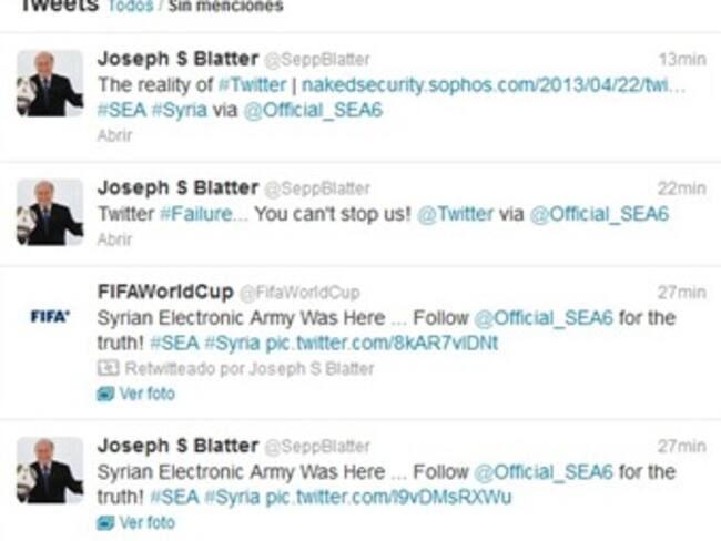 Sirios hackearon el twitter del Presidente de FIFA