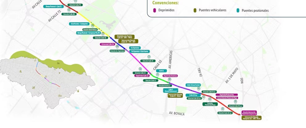 Mapa estaciones TransMilenio Av. 68. Foto: IDU.