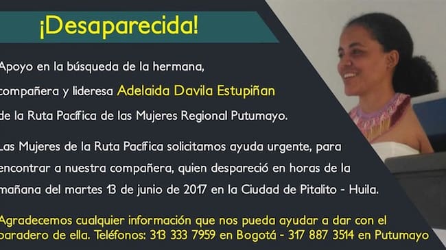 Denuncia de la Ruta Pacífica en el Cauca. Foto: Ruta Pacífica en el Cauca