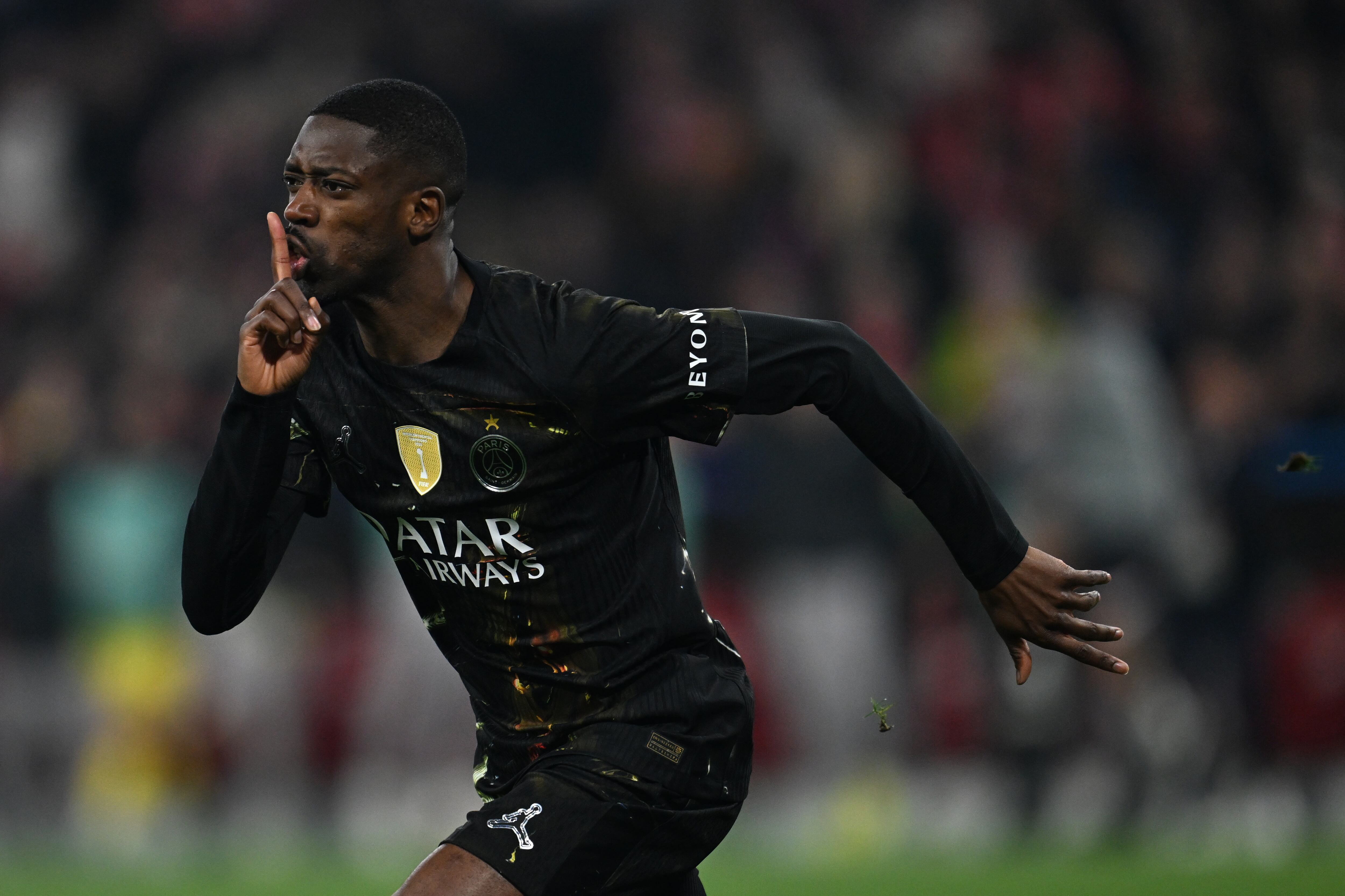 06 May 2026, Bavaria, Munich: Soccer, Men: Champions League, Bayern Munich - Paris Saint-Germain, knockout round, semi-final, second leg, Allianz Arena, Ousmane Dembélé (Paris Saint-Germain) celebrates his goal to make it 0-1. Photo: Sven Hoppe/dpa (Photo by Sven Hoppe/picture alliance via Getty Images)
