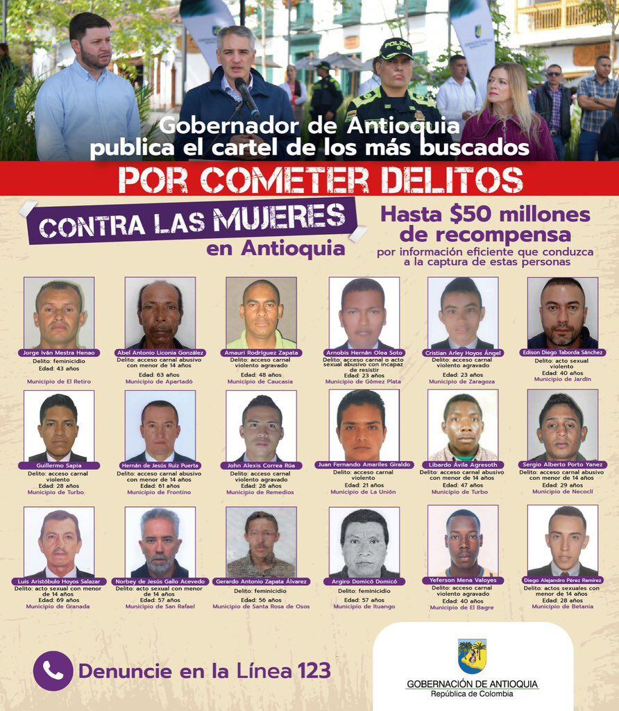 Cartel de los más buscados. Foto: cortesía.