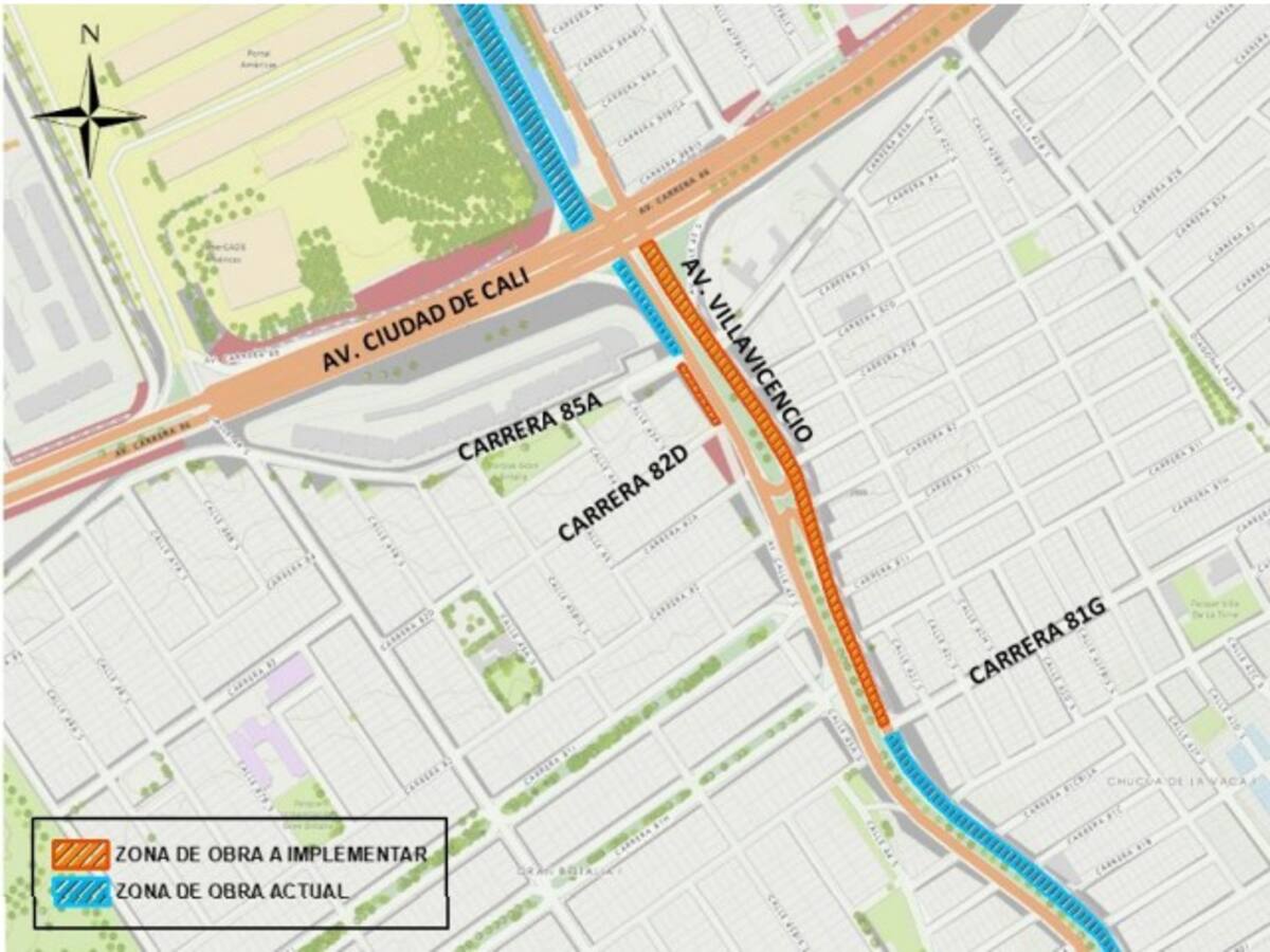 Por dos meses estará cerrada la calzada de la Av.Villavicencio entre Av.Ciudad de Cali y carrera 81G