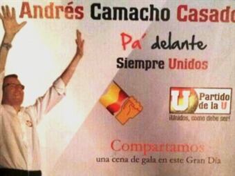 Invitación a la fiesta del concejal Andrés Camacho a la que asistió el senador Barreras. Foto: La W
