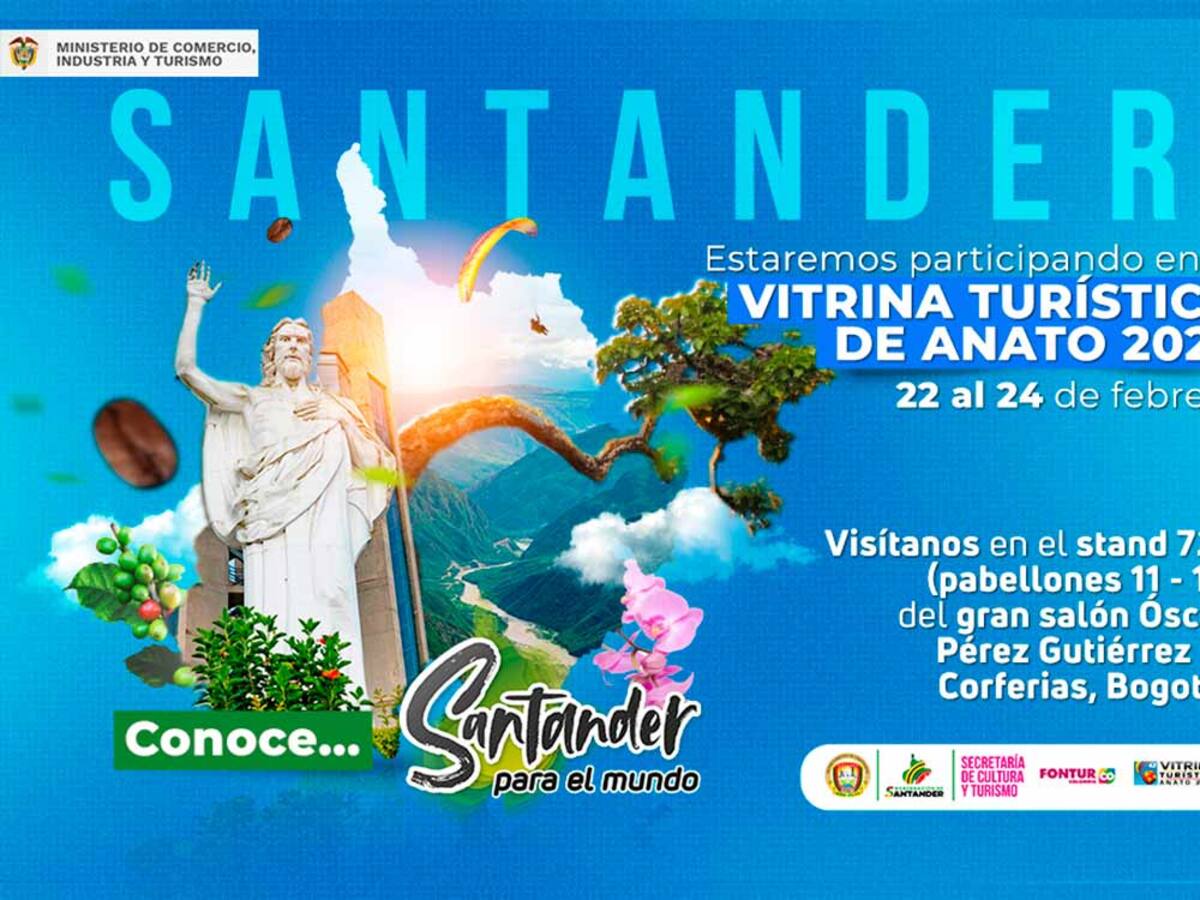 La Gobernación de Santander participará en la Vitrina Turística Anato 2023