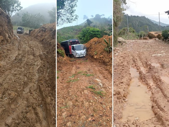Estado de la carretera entre Norcasia (Caldas) y Sonsón (Antioquia). Fotos suministradas.