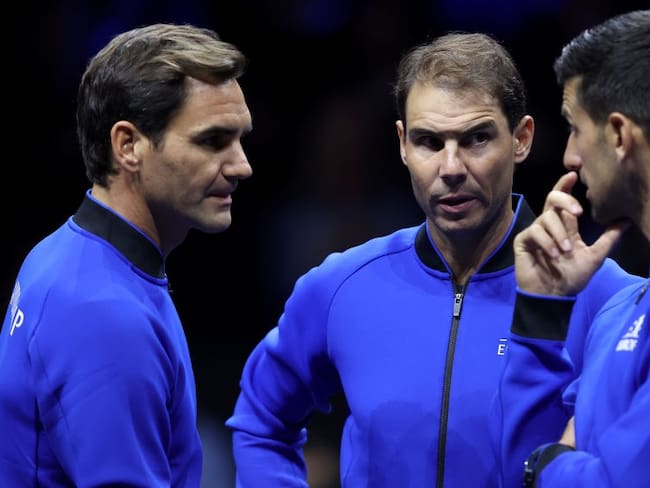 Roger Federer, Rafael Nadal y Novak Djokovic (Photo by Julian Finney/Getty Images for Laver Cup)