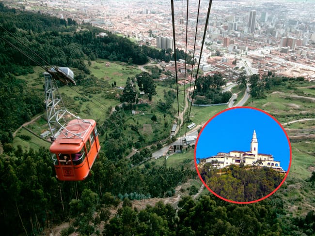 Cerro de Monserrate en Bogotá y de fondo el teleférico de este cerro (Fotos vía Getty Images)