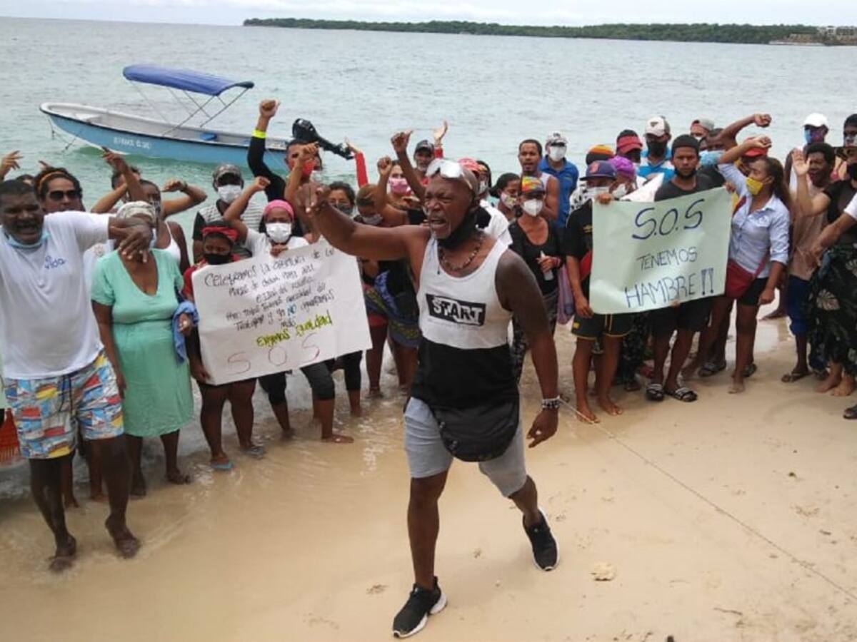 Nativos de Playa Blanca en Barú protestan y piden reactivación económica