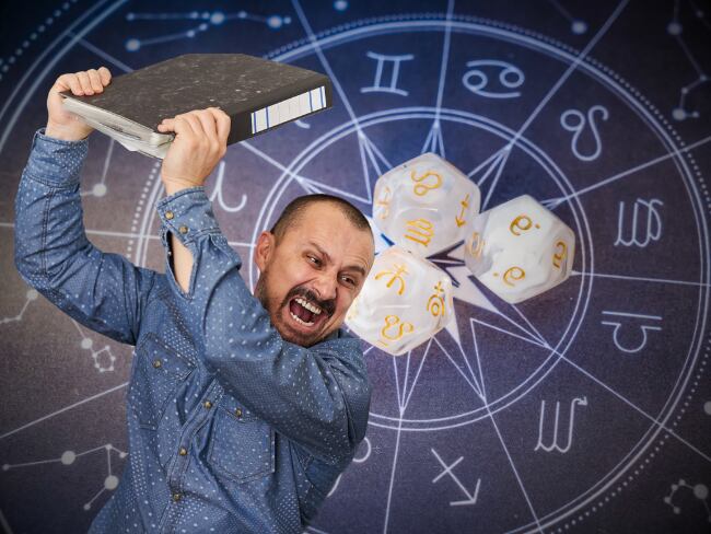 Imagen de referencia de horóscopo y persona enojada