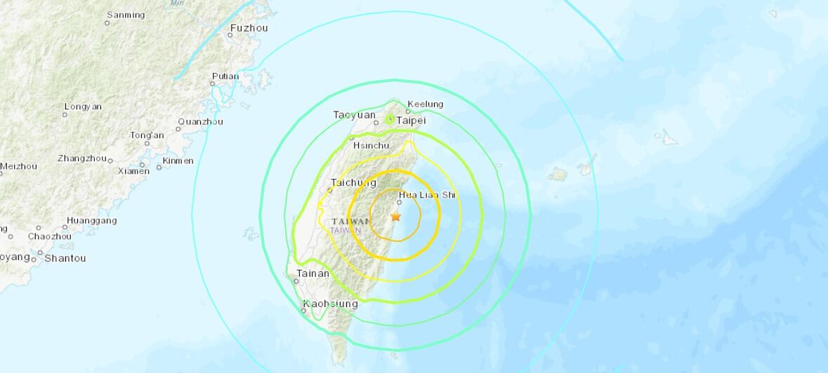 Sismo Taiwan. U.S. Geological Survey.
