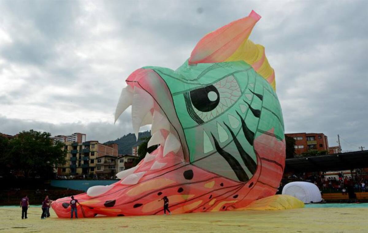 Alrededor de 10.000 personas disfrutaron hoy en el municipio colombiano de Envigado (noroeste), cercano a Medellín, de gigantescos globos solares que dibujaron en el cielo la imponencia del Amazonas, como parte de un espectáculo para recibir el nuevo año.
