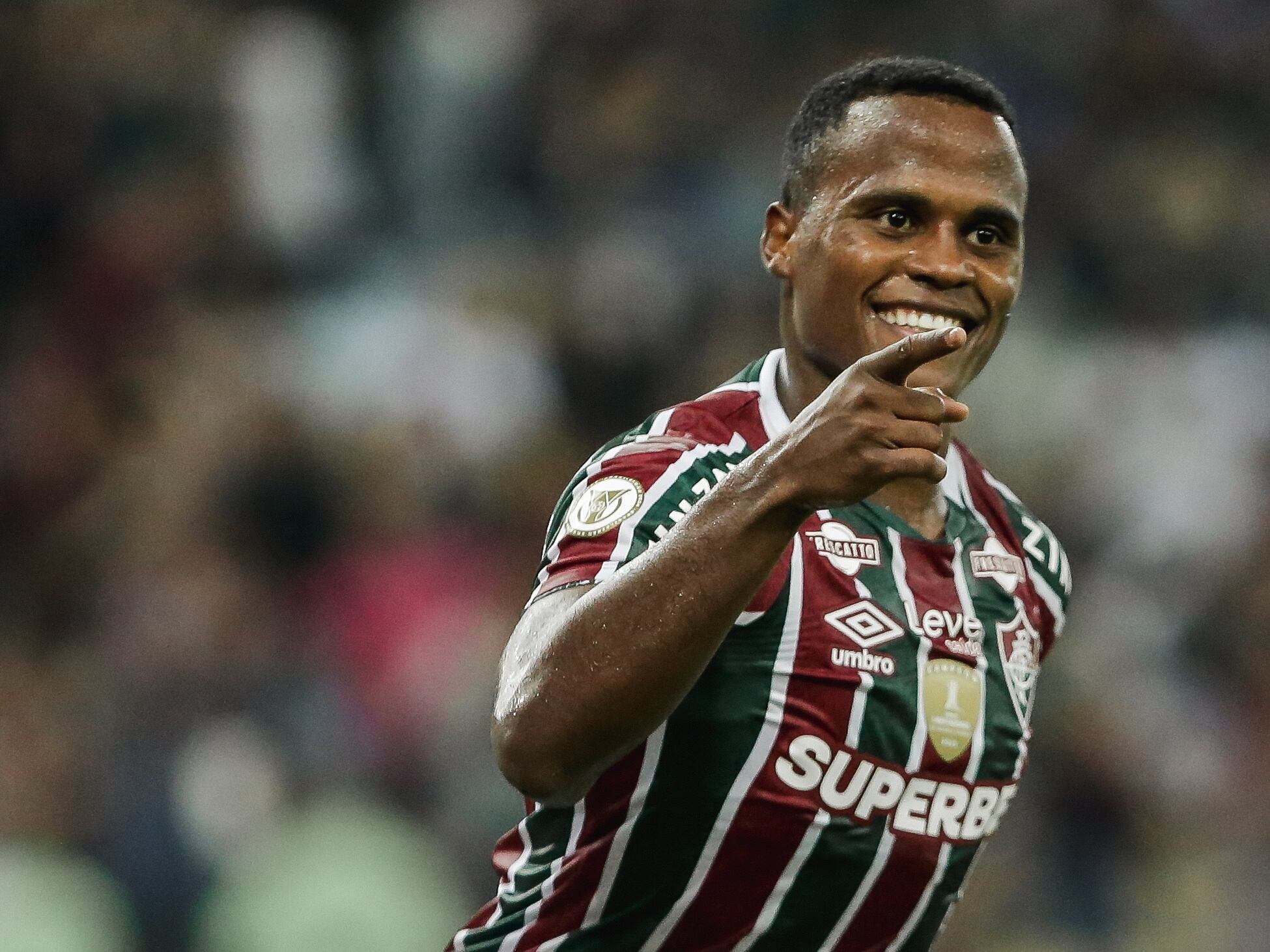 Jhon Arias festeja su anotación ante Palmeiras / Fluminense.
