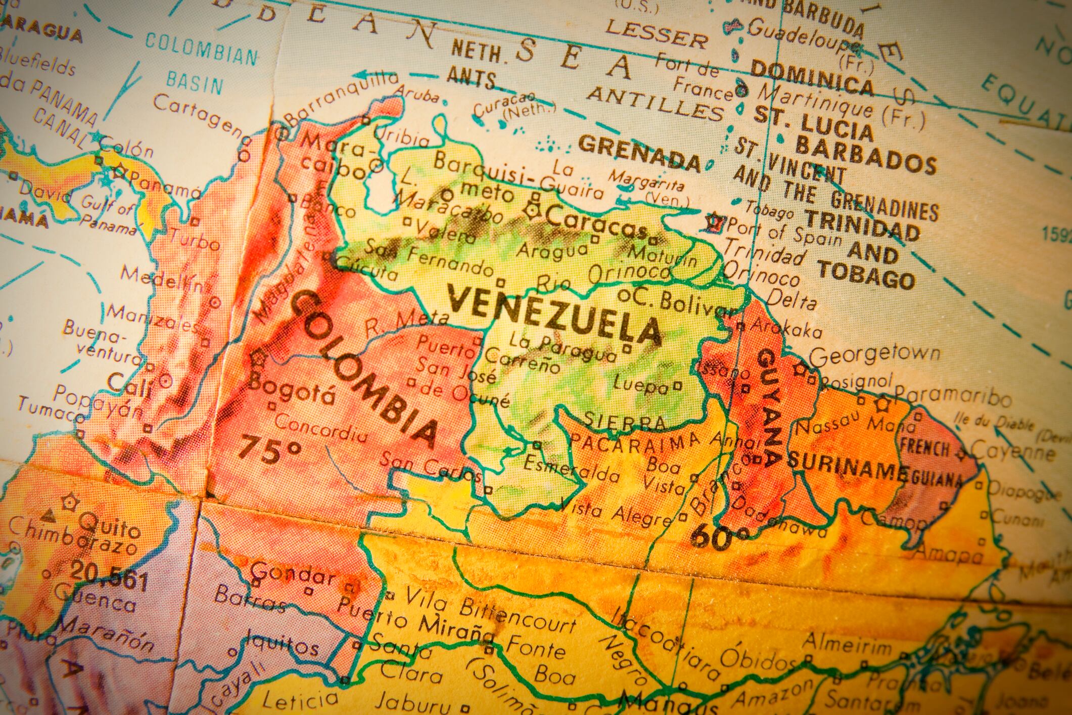 Mapas de Colombia y Venezuela. Foto: Getty Images