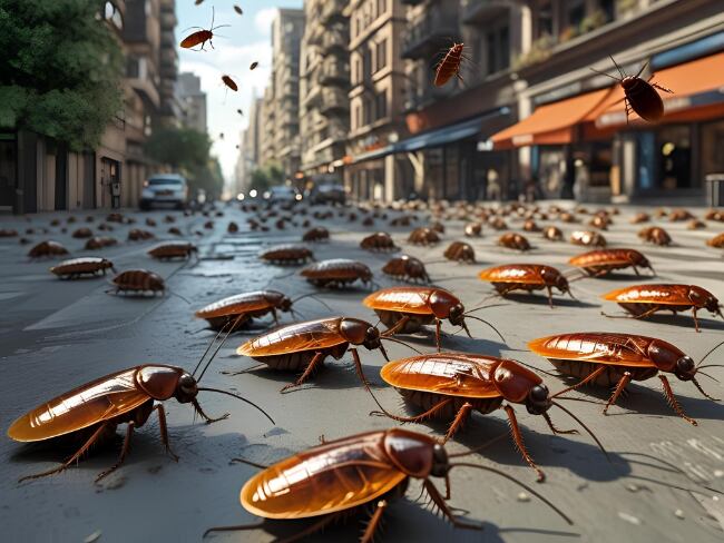 Cucarachas, imagen generada con IA de Canva.