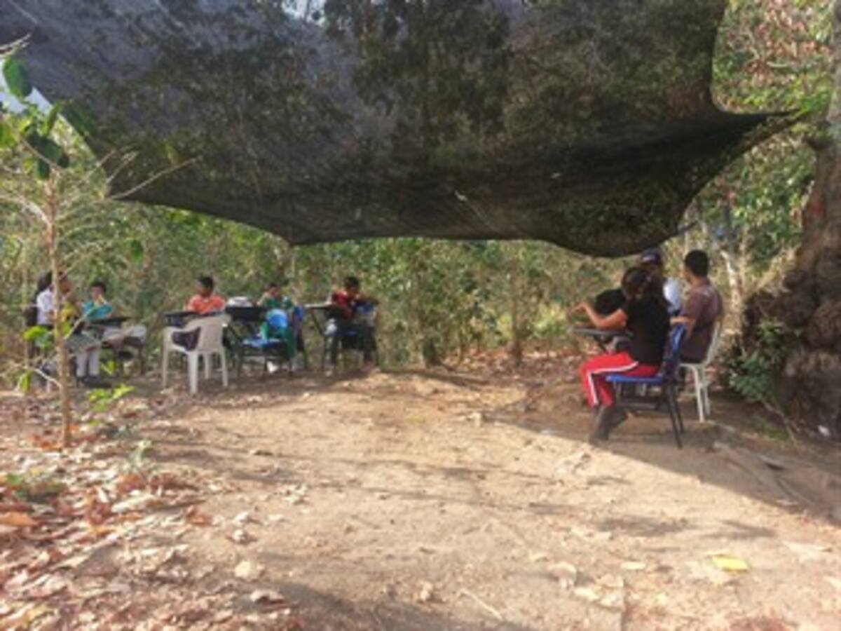 Debajo de enramadas se educan estudiantes en la Sierra Nevada