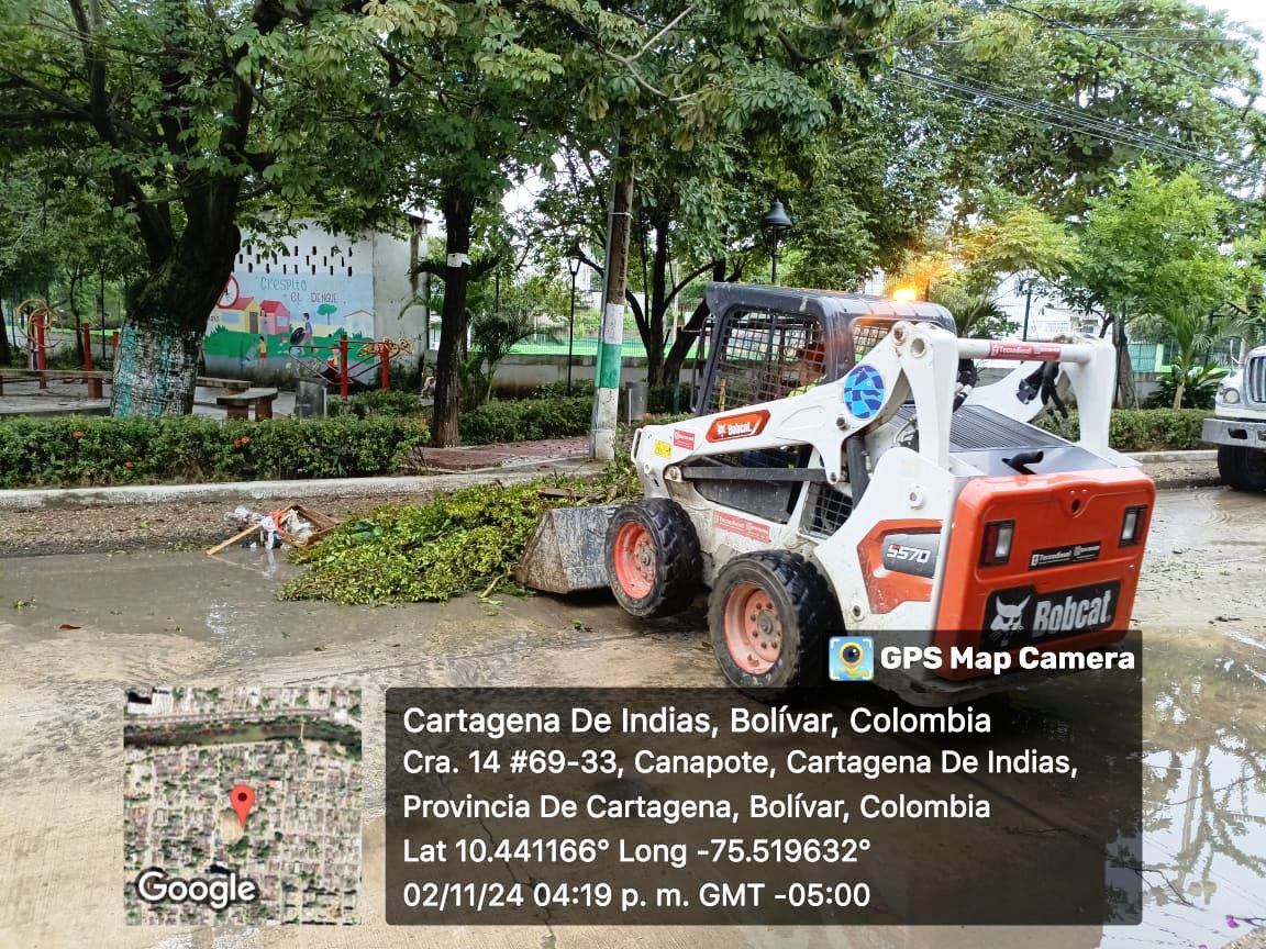 Pacaribe realiza limpieza y recolección de residuos tras las fuertes lluvias en Cartagena