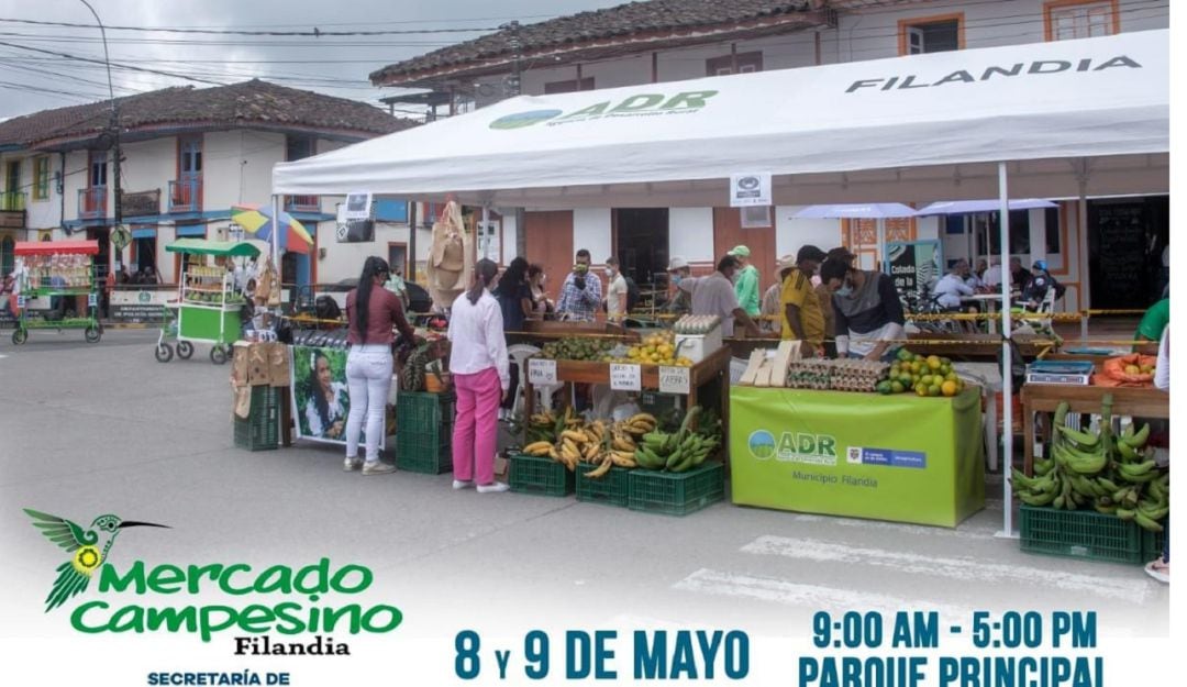 En el parque principal de Filandia, Quindío será el mercado campesino este fin de semana