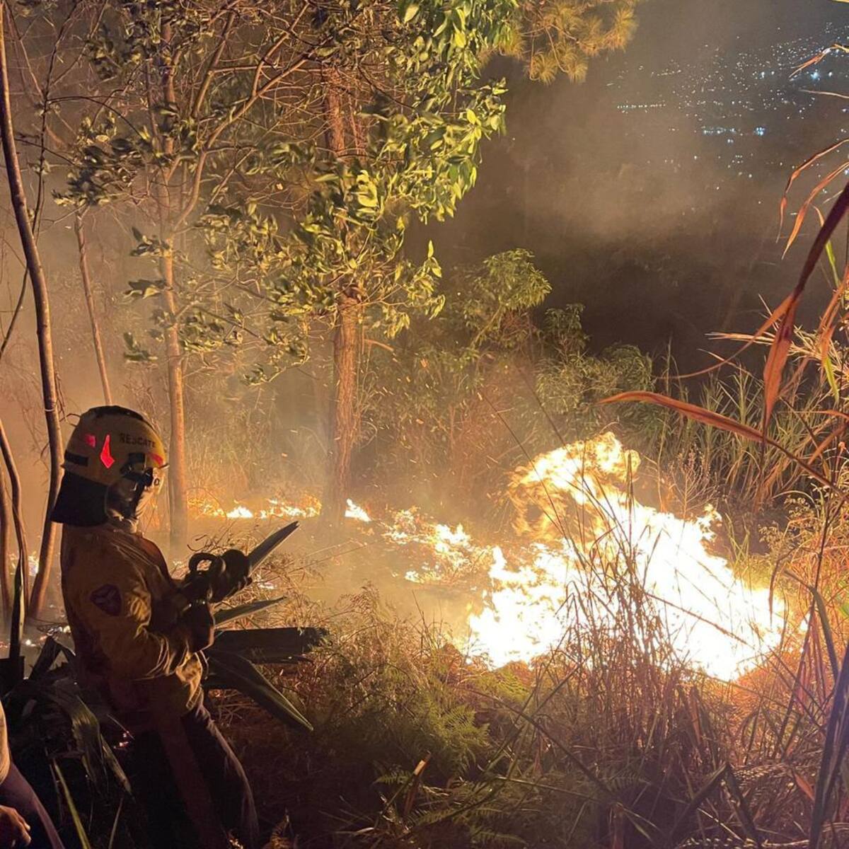 Los Bomberos siguen controlando el incendio de cobertura vegetal en Santa Rita, Bello